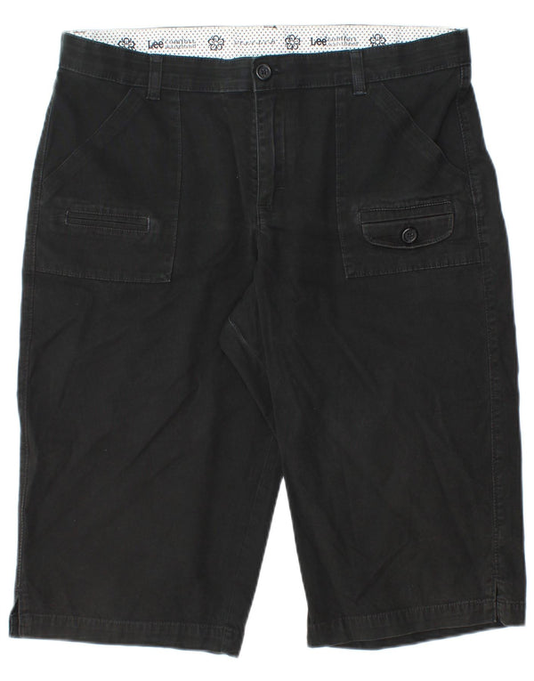 Lee Womens Comfort Fit Bermuda Chino Shorts US 14 XL W34 Black Cotton