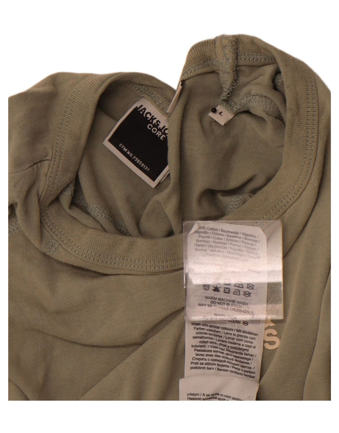 JACK & JONES Mens T-Shirt Top Large Khaki Cotton