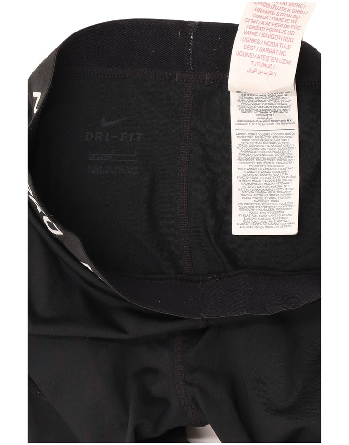 NIKE Girls Dri Fit Graphic Leggings 12-13 Years Large Black Polyester
