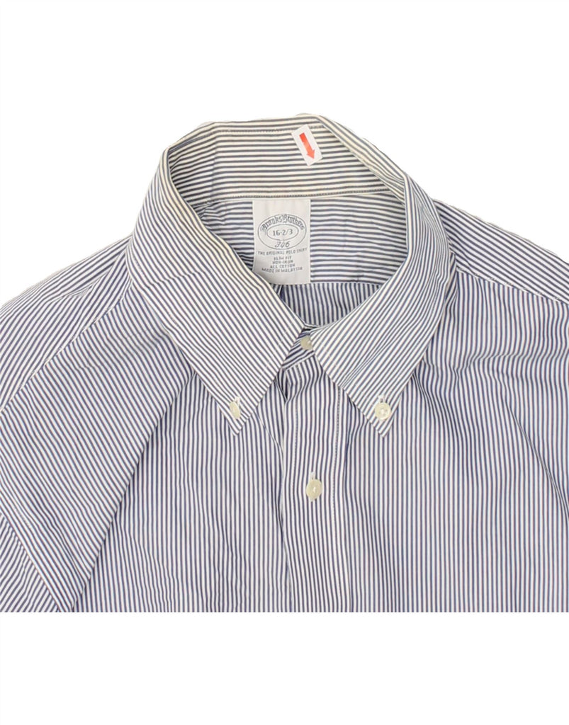 BROOKS BROTHERS Mens Shirt Size 16 Large Blue Striped Cotton | Vintage Brooks Brothers | Thrift | Second-Hand Brooks Brothers | Used Clothing | Messina Hembry 