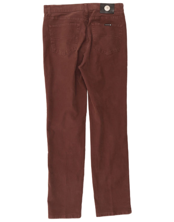 Trussardi Mens Slim Casual Trousers W34 L33 Burgundy Cotton