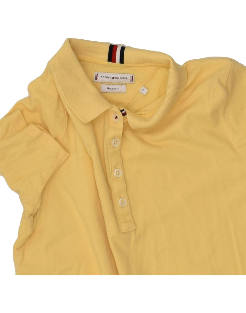 TOMMY HILFIGER Womens Polo Shirt UK 12 Medium Yellow Cotton | Vintage Tommy Hilfiger | Thrift | Second-Hand Tommy Hilfiger | Used Clothing | Messina Hembry 