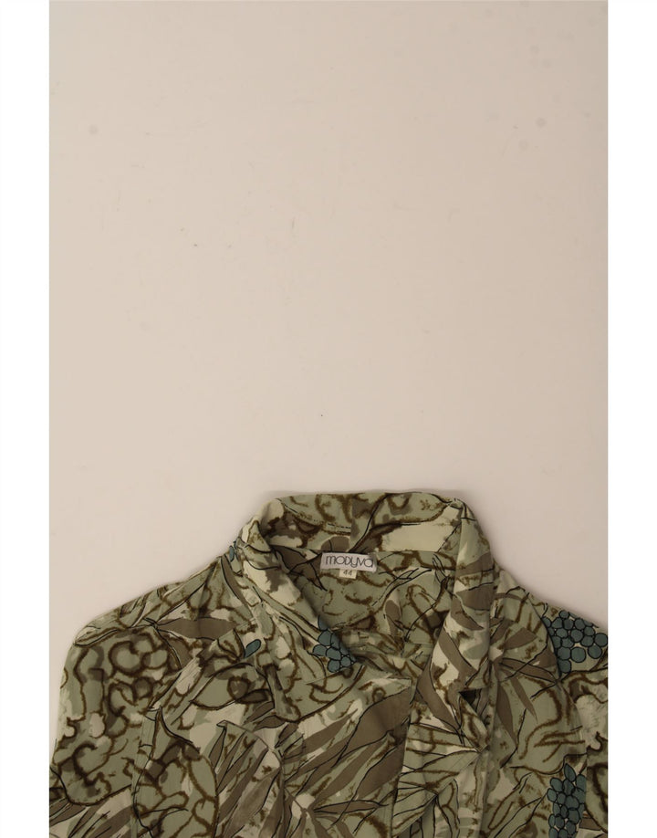 MODYVA Womens 5 Button Blazer Jacket IT 44 Medium Green Floral Silk Vintage Modyva and Second-Hand Modyva from Messina Hembry 