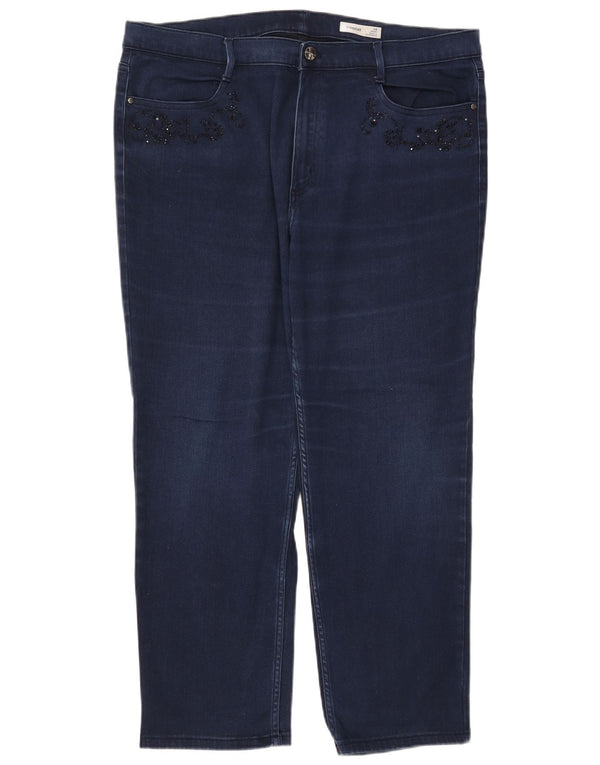 Marks & Spencer Womens Cropped Jeans UK 20 2XL W40 L26 Navy Blue Cotton