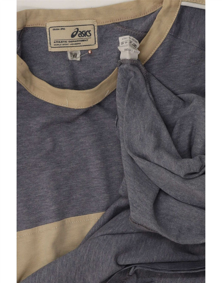 Asics Mens T-Shirt Top Medium Blue Colourblock Cotton
