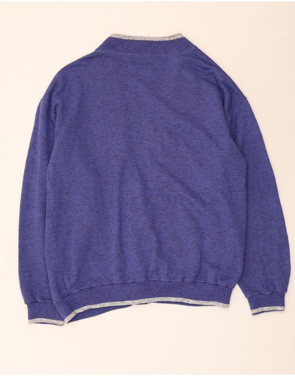 UNITED COTTON Mens Loose Fit Cardigan Sweater Small Purple Flecked Cotton