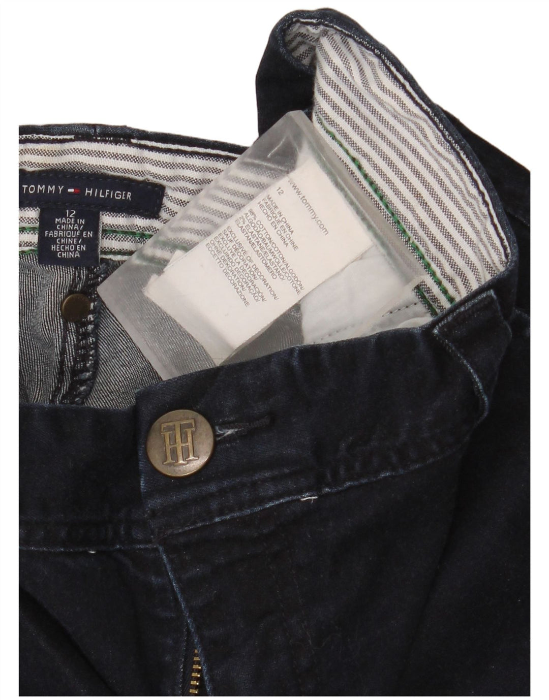 Tommy Hilfiger Womens Cargo Slim Jeans US 12 Large W34 L30 Navy Blue Cotton