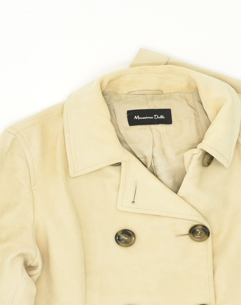 MASSIMO DUTTI Womens Double Breasted Coat UK 14 Large Beige Cotton | Vintage Massimo Dutti | Thrift | Second-Hand Massimo Dutti | Used Clothing | Messina Hembry 