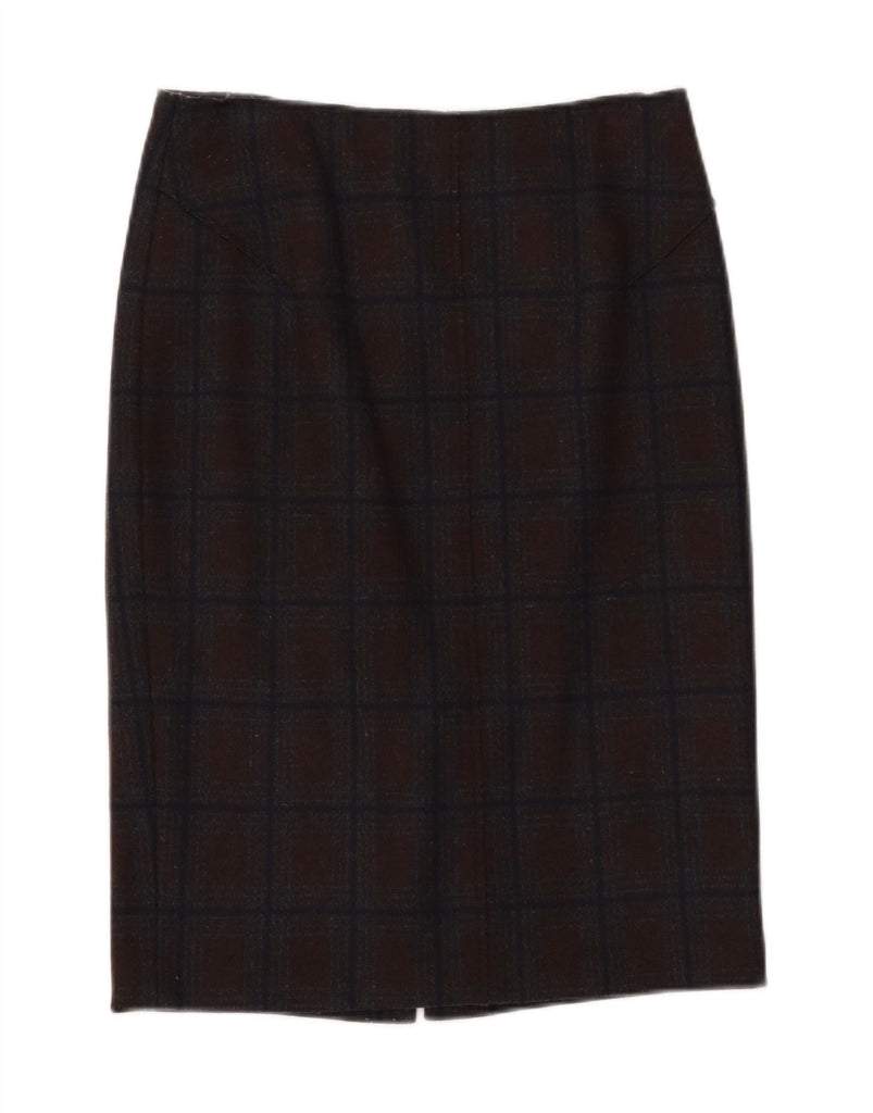 JIGSAW Womens Pencil Skirt UK 10 Small W27 Brown Check Wool Vintage Jigsaw and Second-Hand Jigsaw from Messina Hembry 