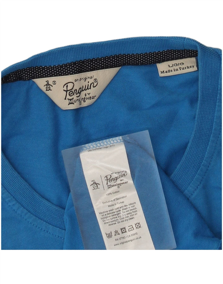 Penguin Mens T-Shirt Top Large Blue Cotton