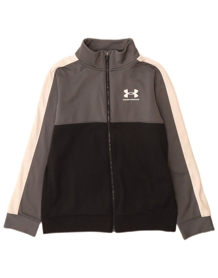 Under Armour Boys Tracksuit Top Jacket 9-10 Years Medium Black Colourblock