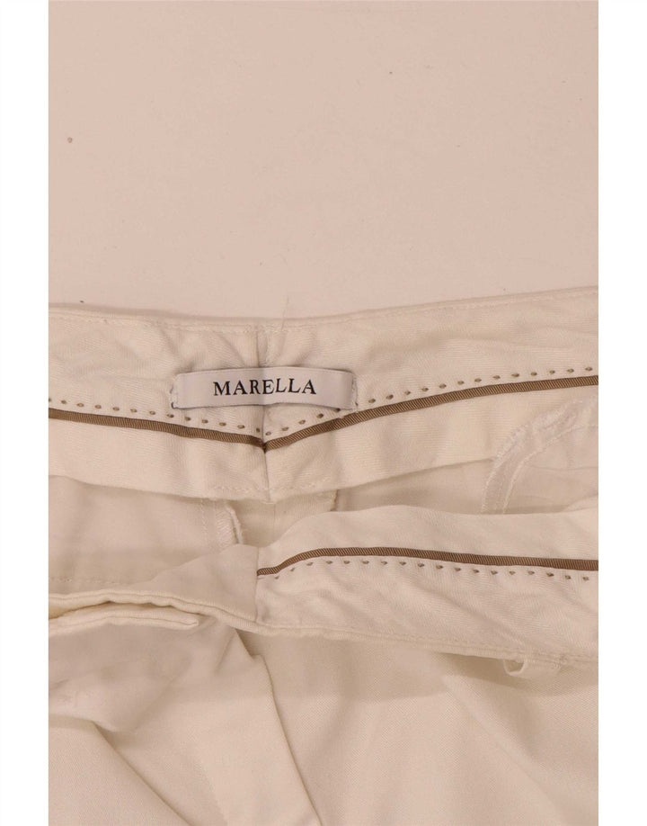 Marella Womens Straight Cropped Trousers W28 L26 White