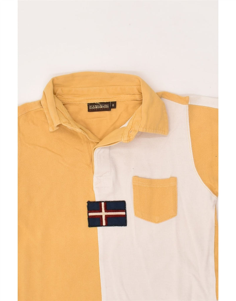 NAPAPIJRI Boys Graphic Polo Shirt 5-6 Years Yellow Colourblock Cotton | Vintage Napapijri | Thrift | Second-Hand Napapijri | Used Clothing | Messina Hembry 