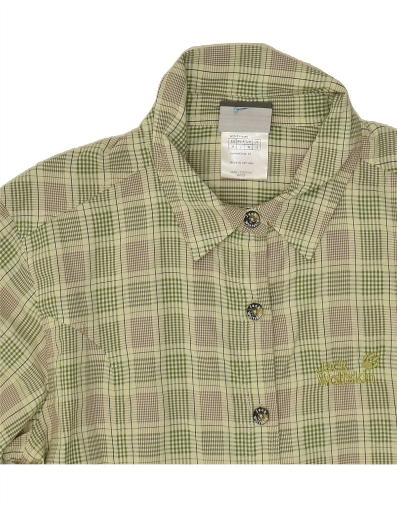 JACK WOLFSKIN Womens Shirt UK 12 Medium Green Check Polyamide | Vintage Jack Wolfskin | Thrift | Second-Hand Jack Wolfskin | Used Clothing | Messina Hembry 