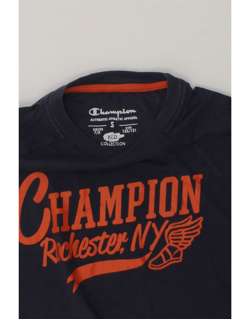 CHAMPION Boys Graphic T-Shirt Top 7-8 Years Small Navy Blue | Vintage Champion | Thrift | Second-Hand Champion | Used Clothing | Messina Hembry 