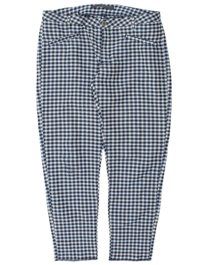GUESS Womens Crop Casual Trousers W29 L25 Blue Gingham