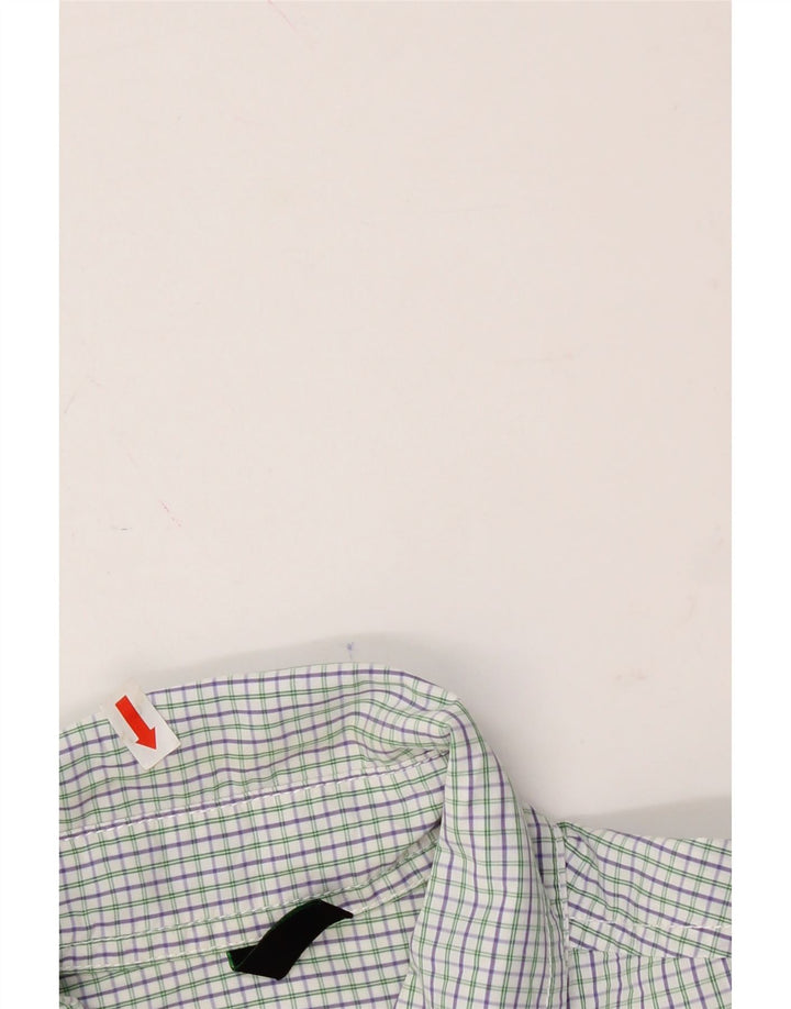 BENETTON Mens Short Sleeve Shirt Small White Check Vintage Benetton and Second-Hand Benetton from Messina Hembry 