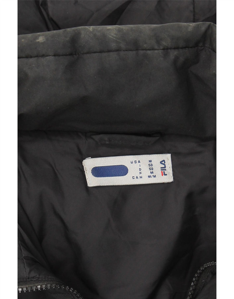 FILA Mens Hooded Padded Jacket UK 38 Medium Black Polyester Vintage Fila and Second-Hand Fila from Messina Hembry 