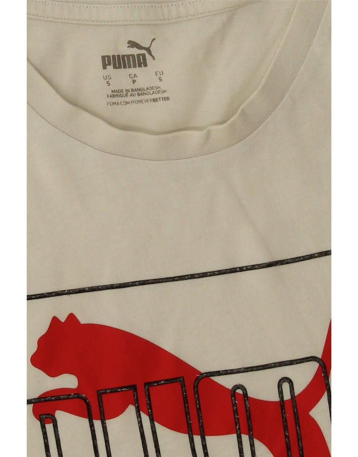 Puma Mens Graphic T-Shirt Top Small White Cotton