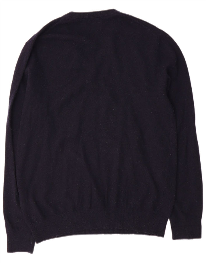 Gant Mens V-Neck Jumper Sweater Medium Navy Blue Wool