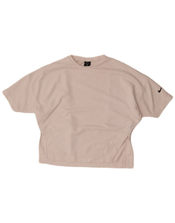 Nike Womens Dri Fit Oversized T-Shirt Top UK 14 Medium White Cotton