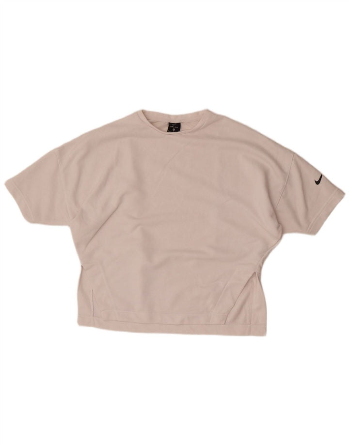 Nike Womens Dri Fit Oversized T-Shirt Top UK 14 Medium White Cotton