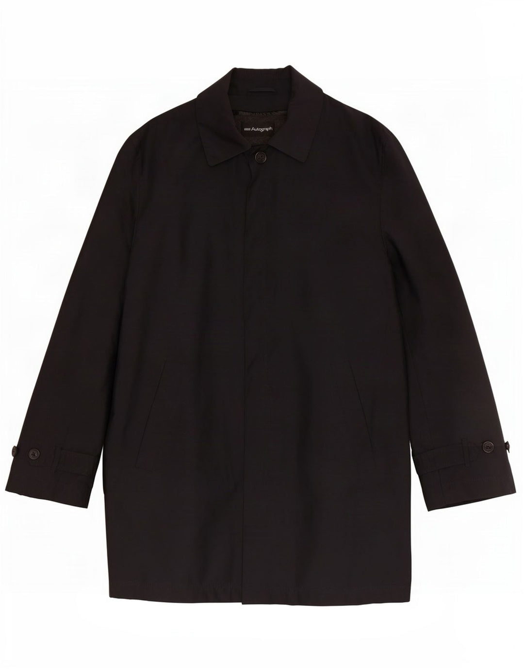 Marks & Spencer Mens Autograph Overcoat UK 38 Medium Navy Blue Polyester