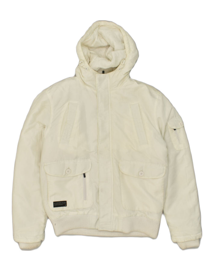 JACK & JONES Mens Core Hooded Padded Jacket UK 38 Medium Beige Polyester | Vintage Jack & Jones | Thrift | Second-Hand Jack & Jones | Used Clothing | Messina Hembry 