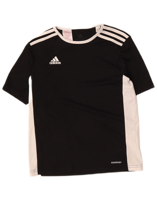 Adidas Boys Aeroready T-Shirt Top 11-12 Years Black Colourblock Polyester