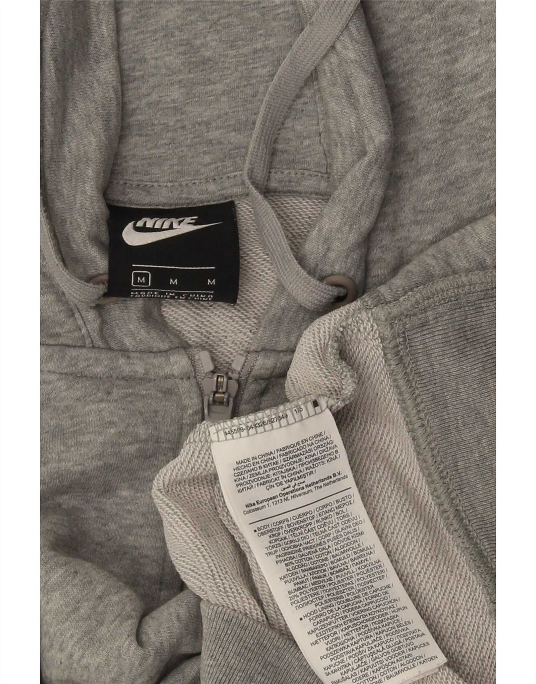 Nike Mens Zip Hoodie Sweater Medium Grey Flecked Cotton