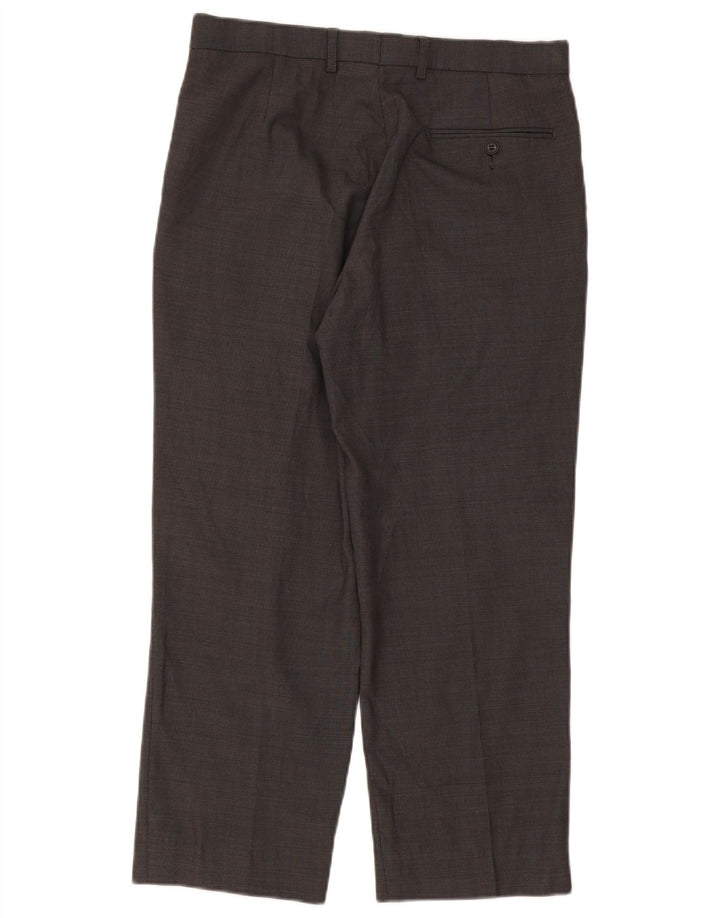 Marks & Spencer Mens Tailored Fit Straight Suit Trousers W32 L26 Grey Wool