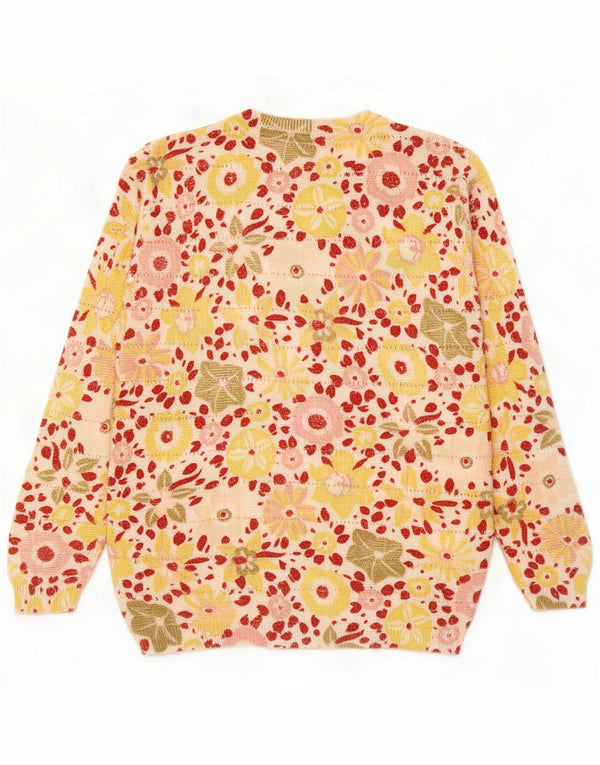 Sisley Womens Crew Neck Jumper Sweater UK 14 Large Multicoloured Floral
