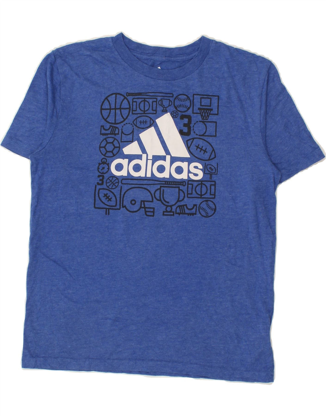 ADIDAS Boys Graphic T-Shirt Top 10-11 Years Medium Blue Cotton Vintage Adidas and Second-Hand Adidas from Messina Hembry 