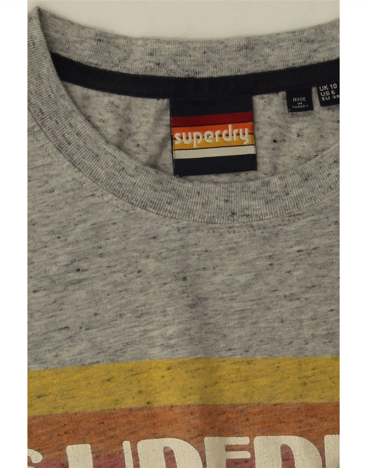 Superdry Womens Oversized Graphic T-Shirt Top UK 10 Small Grey Flecked