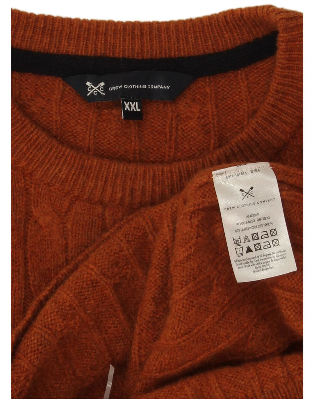 Crew Clothing Mens Crew Neck Jumper Sweater 2XL Brown Lambswool