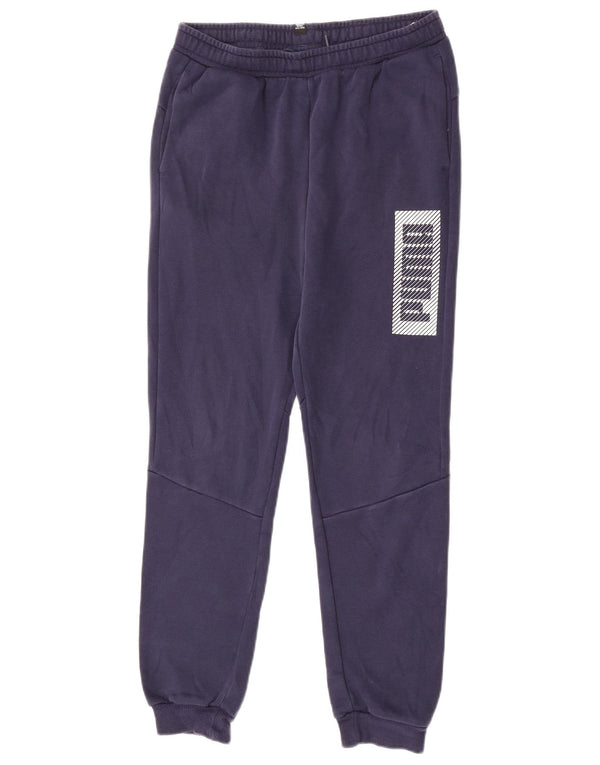 Puma Boys Tracksuit Trousers Joggers 13-14 Years Navy Blue Colourblock