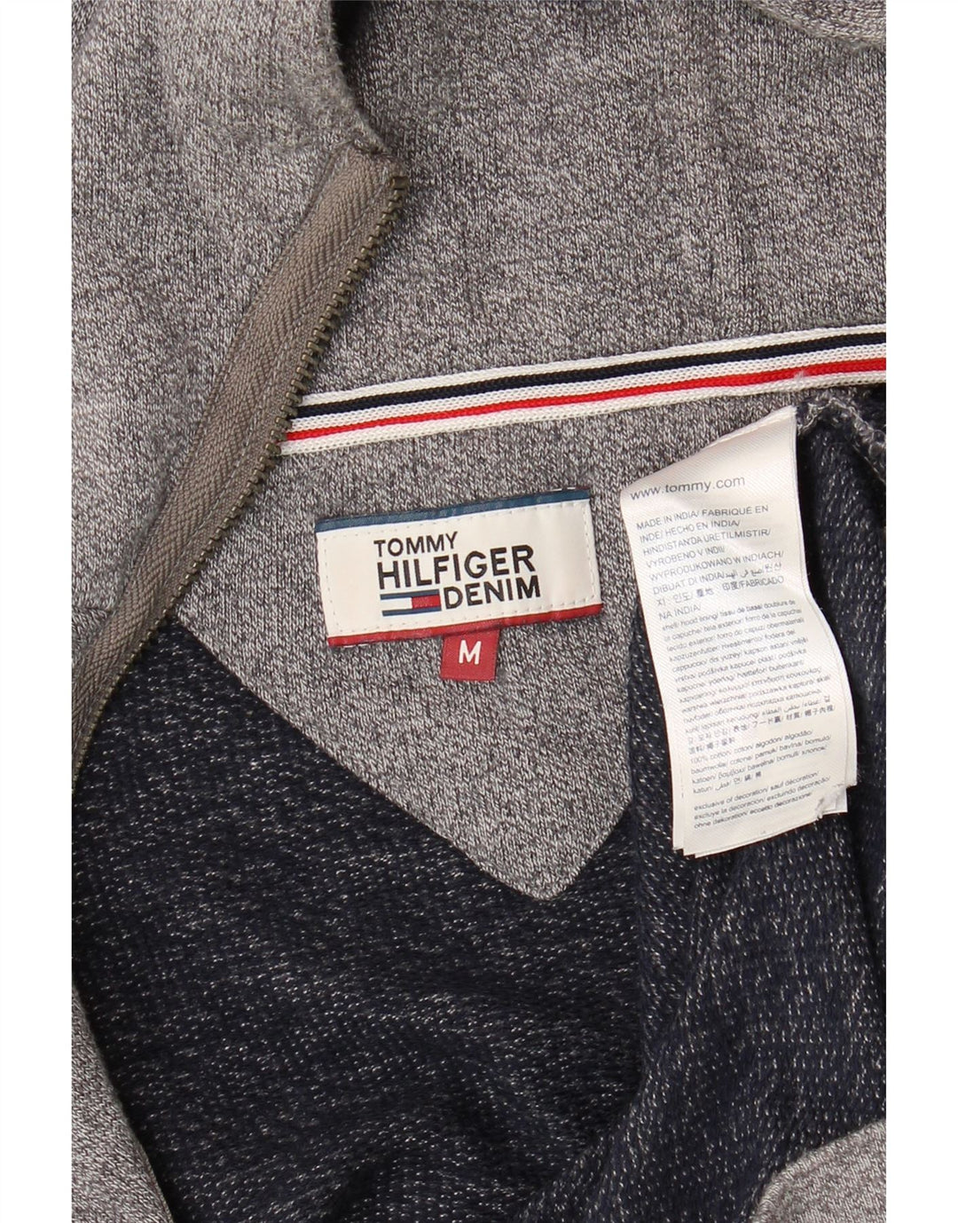 Tommy Hilfiger Mens Hoodie Jumper Medium Grey Flecked Cotton