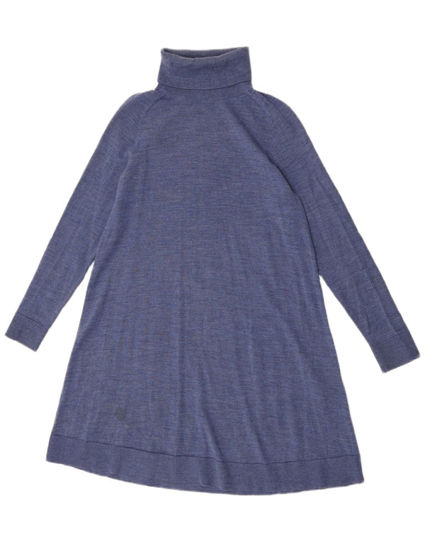 Cos Womens Long Sleeve Jumper Dress UK 6 XS Blue Flecked Wool