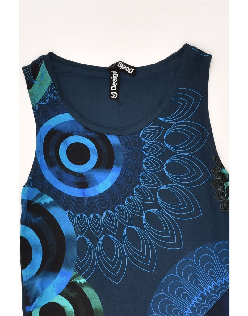 DESIGUAL Womens Sleeveless Tunic Top UK 8 Small Navy Blue Patchwork | Vintage Desigual | Thrift | Second-Hand Desigual | Used Clothing | Messina Hembry 