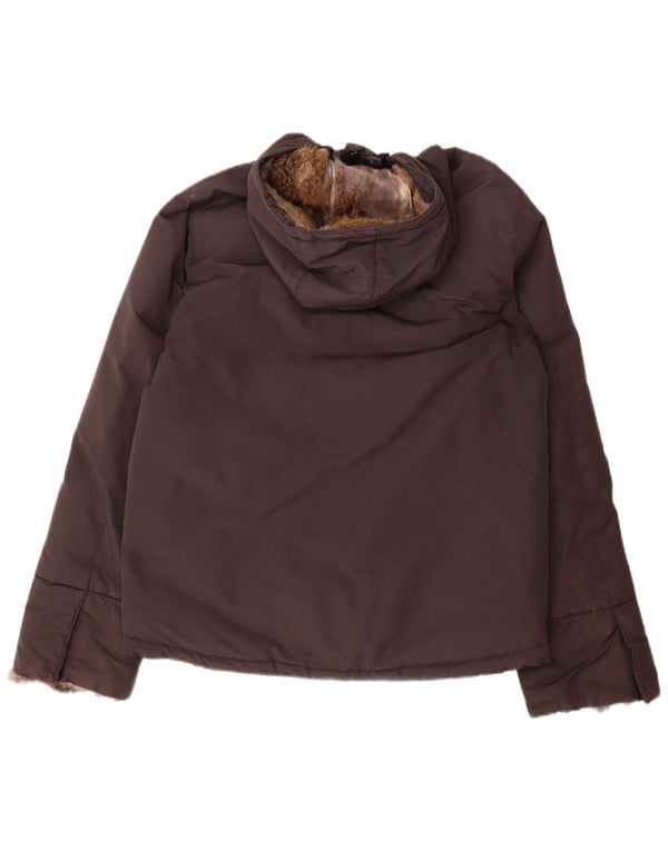 Woolrich Womens Hooded Padded Jacket UK 16 Large Brown