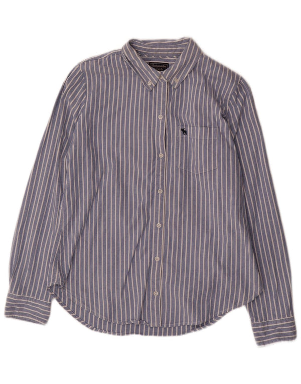 Abercrombie & Fitch Womens Shirt UK 14 Medium Blue Striped Cotton
