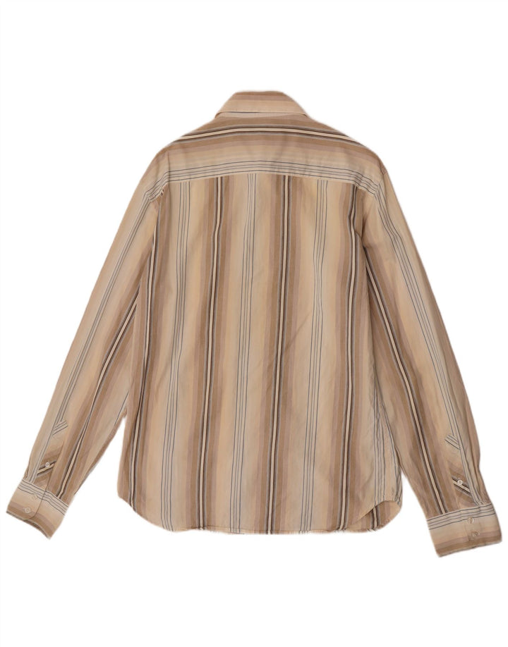 French Connection Mens Shirt Medium Beige Striped Cotton
