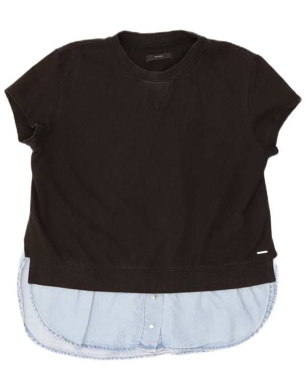 DIESEL Womens Sweatshirt Jumper UK 14 Medium Black Colourblock