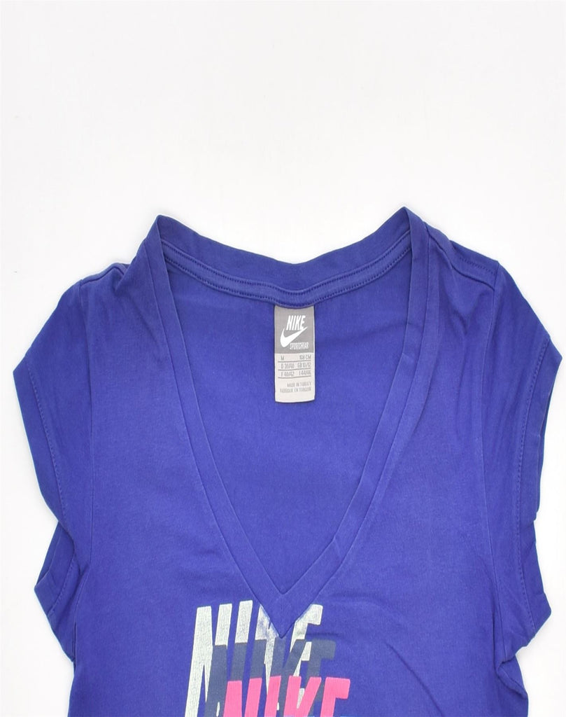 NIKE Womens Graphic Top UK 10/12 Small Blue | Vintage | Thrift | Second-Hand | Used Clothing | Messina Hembry 