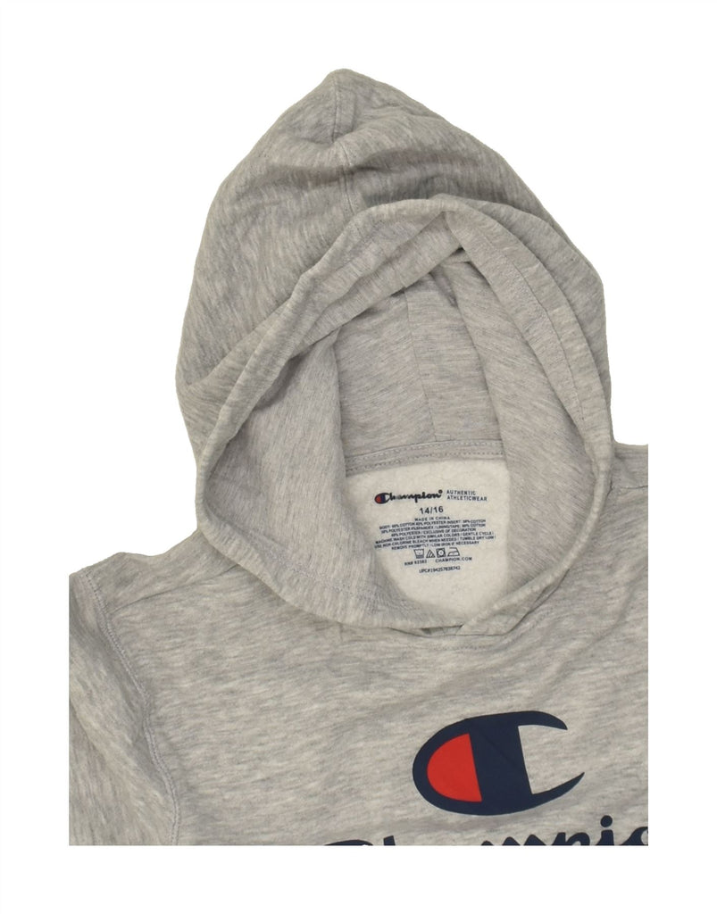 CHAMPION Boys Graphic Hoodie Jumper 14-15 Years Grey Cotton | Vintage Champion | Thrift | Second-Hand Champion | Used Clothing | Messina Hembry 