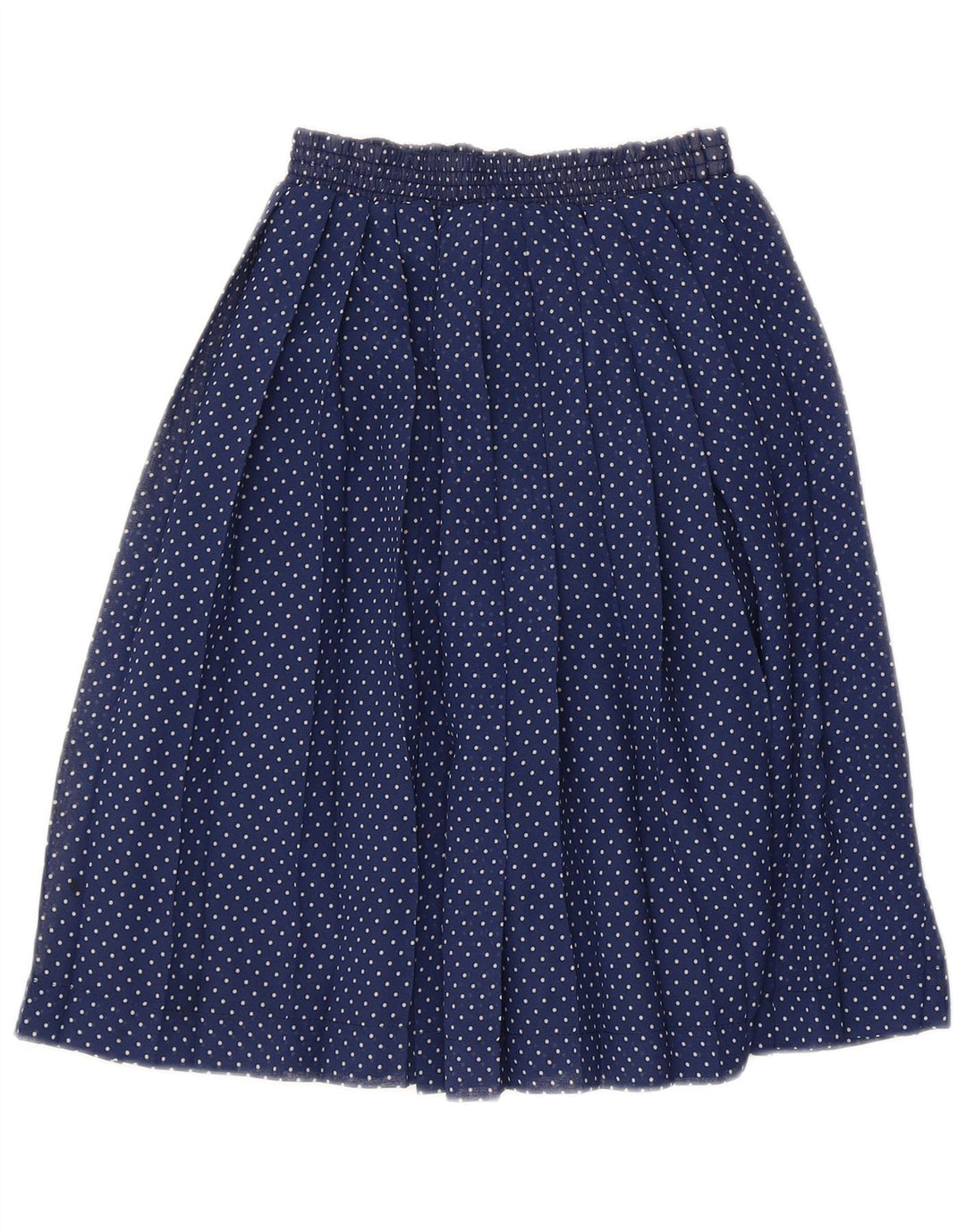 Vintage Womens Pleated Skirt W26 Small Navy Blue Polka Dot Polyester