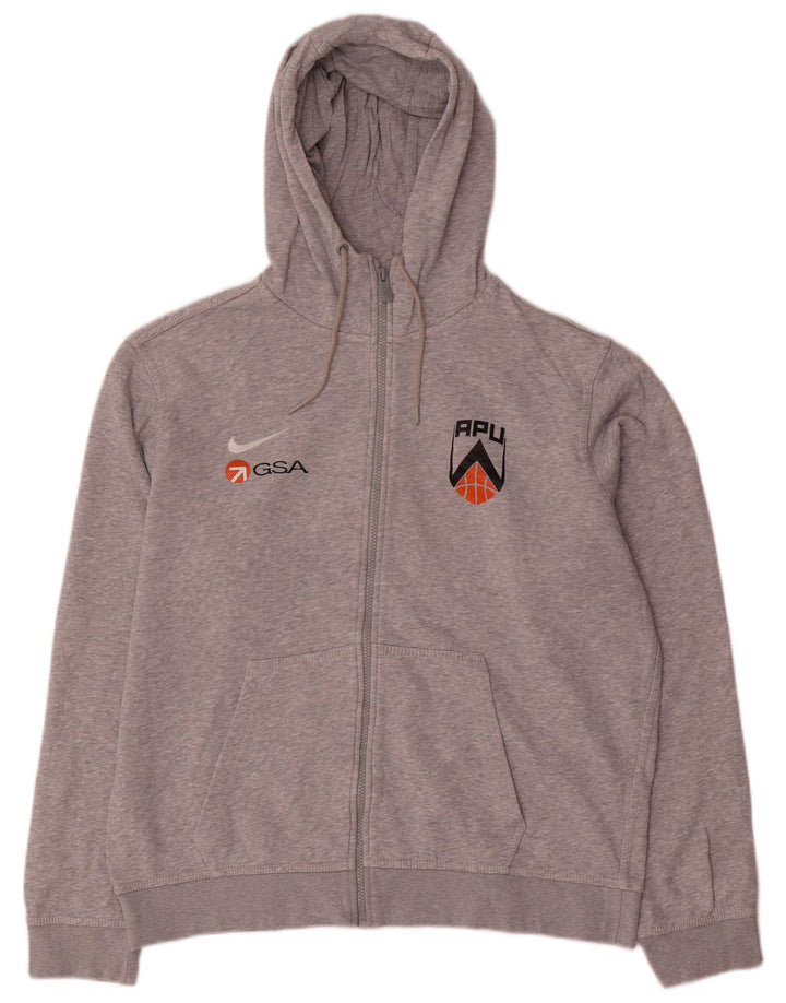 Nike Mens Graphic Zip Hoodie Sweater Large Grey Flecked