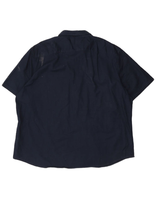 Marks & Spencer Mens Short Sleeve Regular Fit Shirt 4XL Navy Blue Cotton