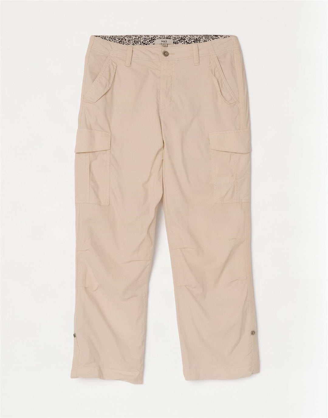 Marks & Spencer Womens Cargo Trousers UK 14 Large W34 L29 Off White