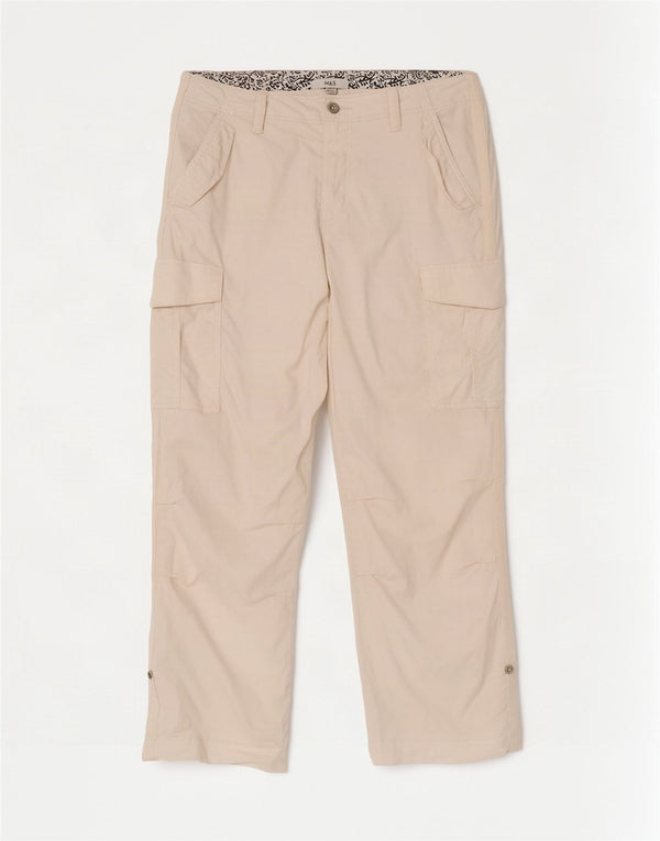 Marks & Spencer Womens Cargo Trousers UK 14 Large W34 L29 Off White